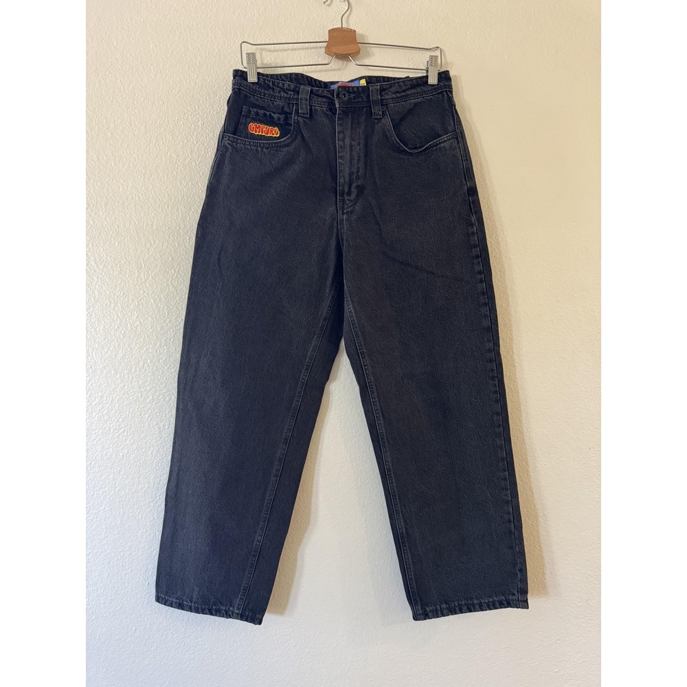 Empyre Loose Jeans Mens 30 Black Relaxed Denim Dark‎ Wash Logo Casual